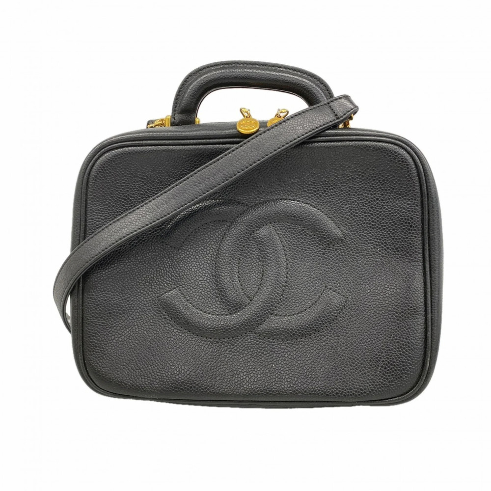 CHANEL Black Caviar Leather Vanity Bag